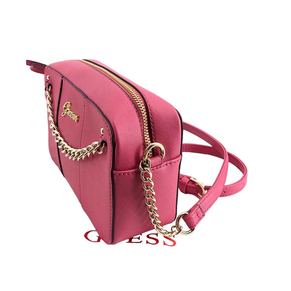 🚨Guess NWOT Womens Pink & Gold Zip Top Shoulder Bag Dust Bag Included - Picture 4 of 8